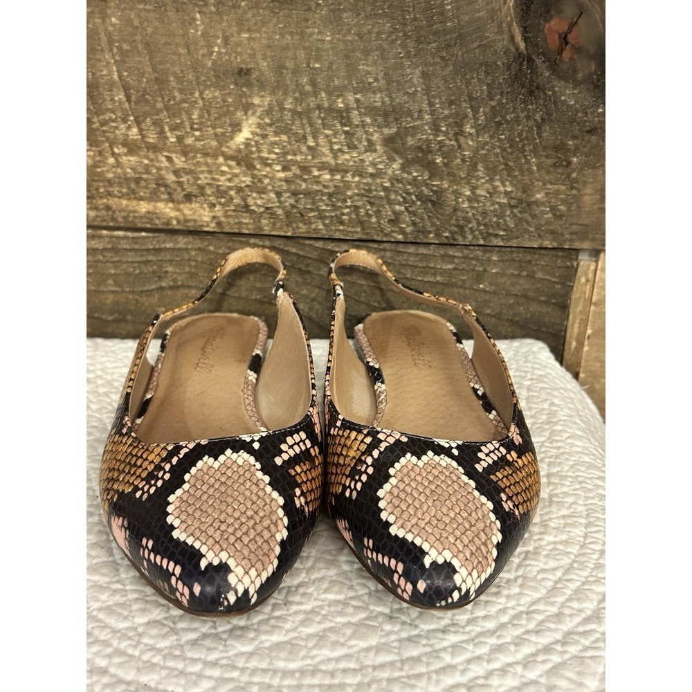 Madewell Margo Snakeskin Embossed Leather Slingback Pointed Toe Flat 6.5